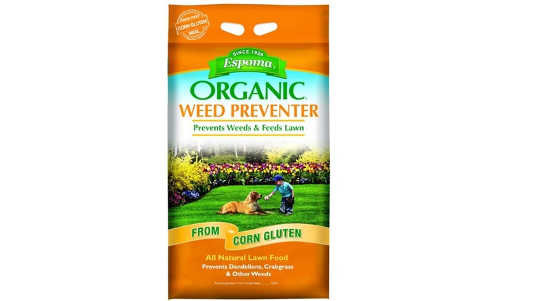 a bag of Espoma Organic Weed Preventer