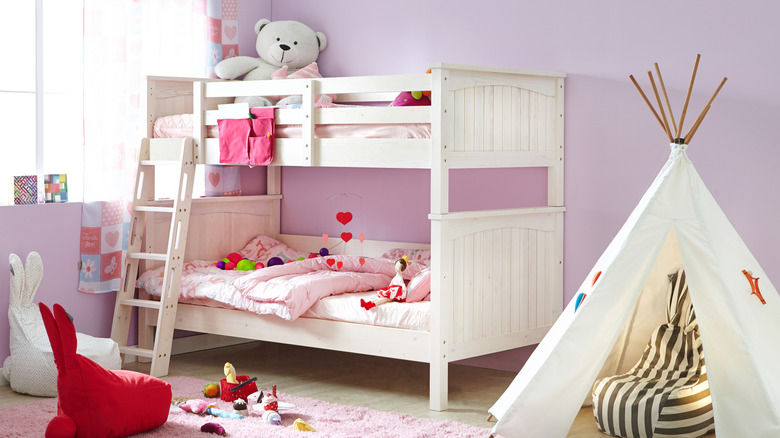 bunk bed in purple room