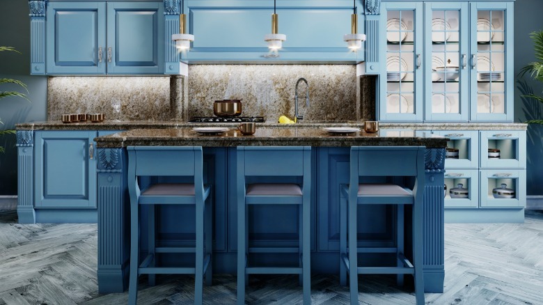 Light blue kitchen cupboards