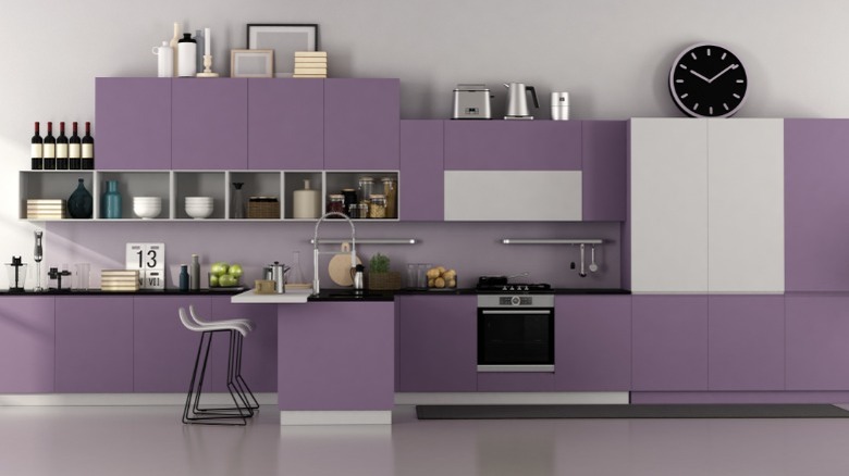 Lavender kitchen cupboards