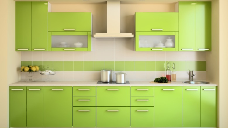 Lime green kitchen cabinets