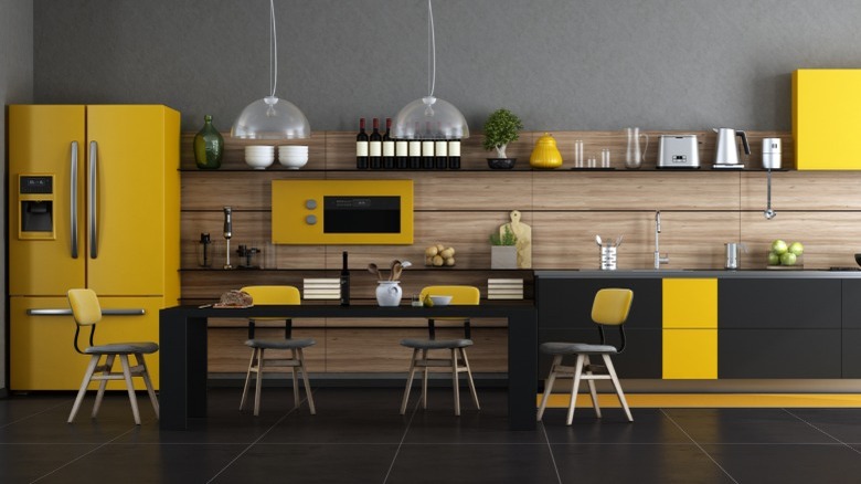 Black and yellow kitchen