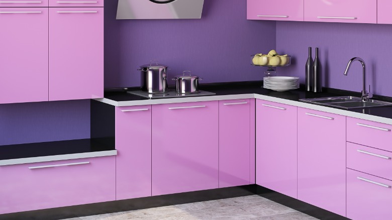 pink and purple kitchen