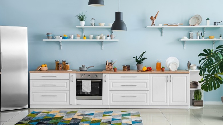 Pale blue kitchen