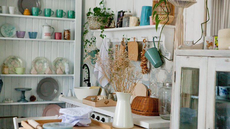 Kitchen with mug shelf