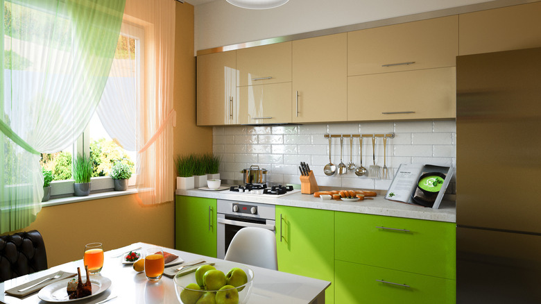 Lime green kitchen cabinets