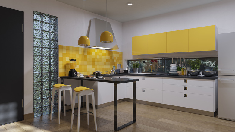 Kitchen with yellow accents