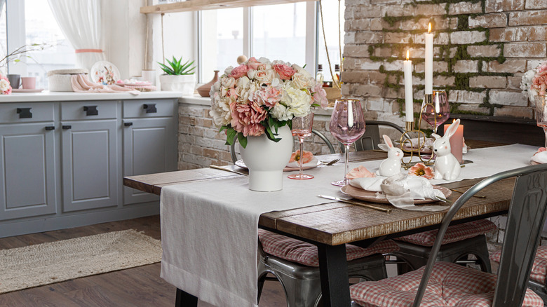 Blue and pink kitchen