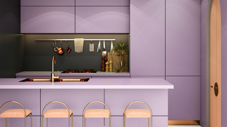 Purple and gold kitchen