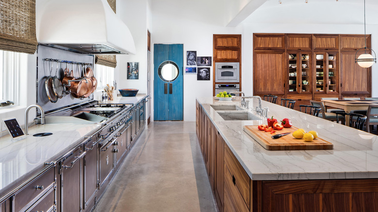 Large wood and steel kitchen