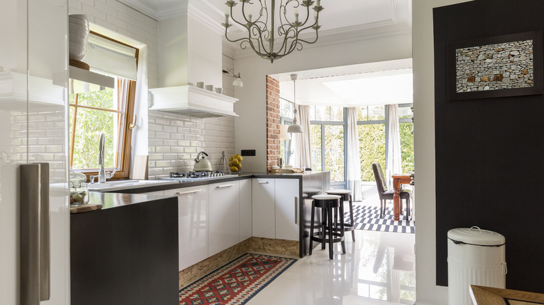 Small black and white kitchen