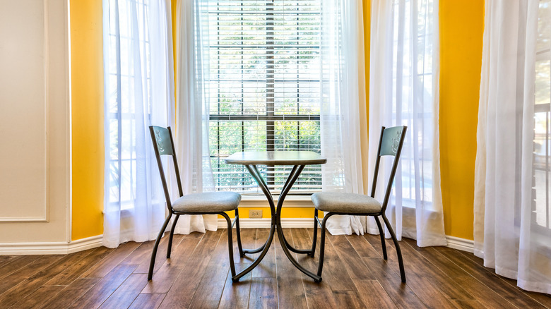 bright yellow breakfast nook