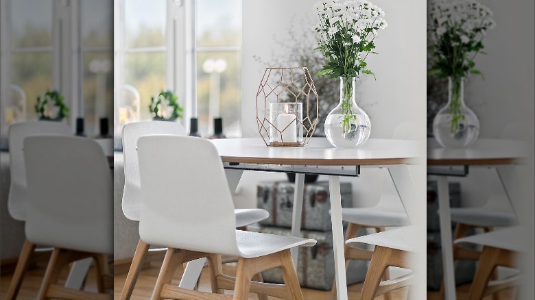 white and wood breakfast nook