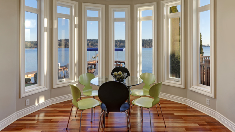 Breakfast nook with large windows