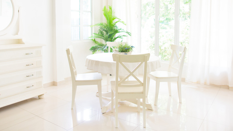 all white breakfast nook 