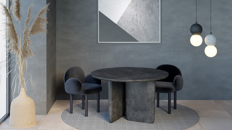 gray table with two chairs