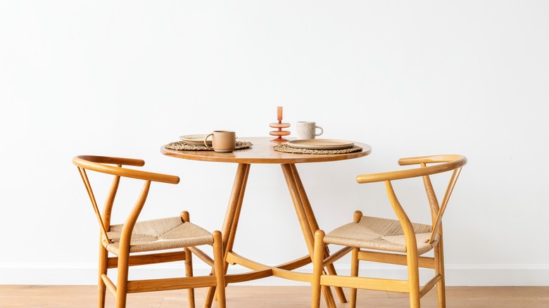 wicker chairs and a table