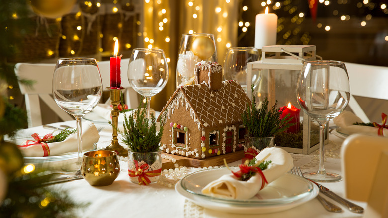 gingerbread house on dining table