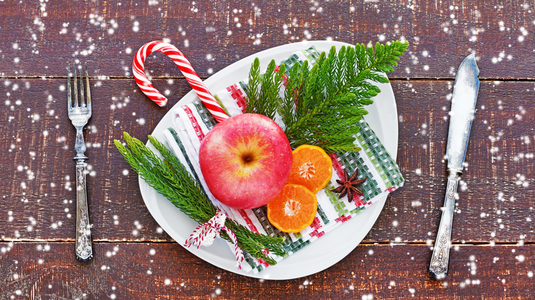 candy canes on decorated table