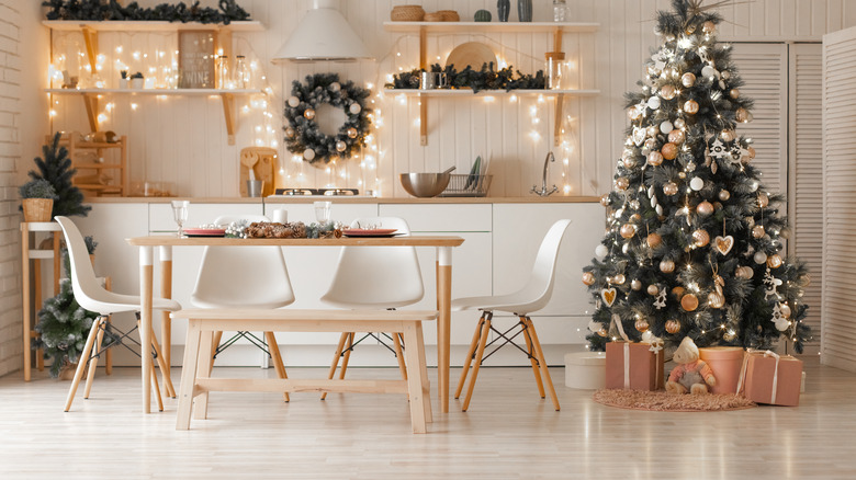 tree next to dining table