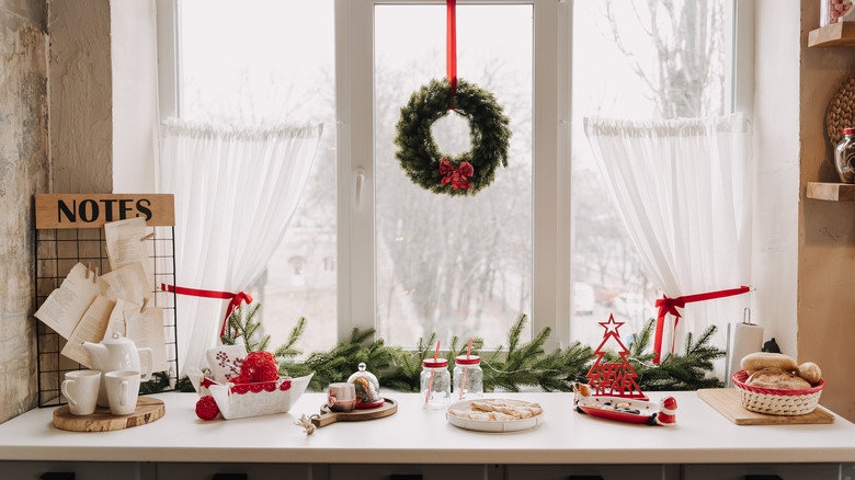 wreath hanging in window