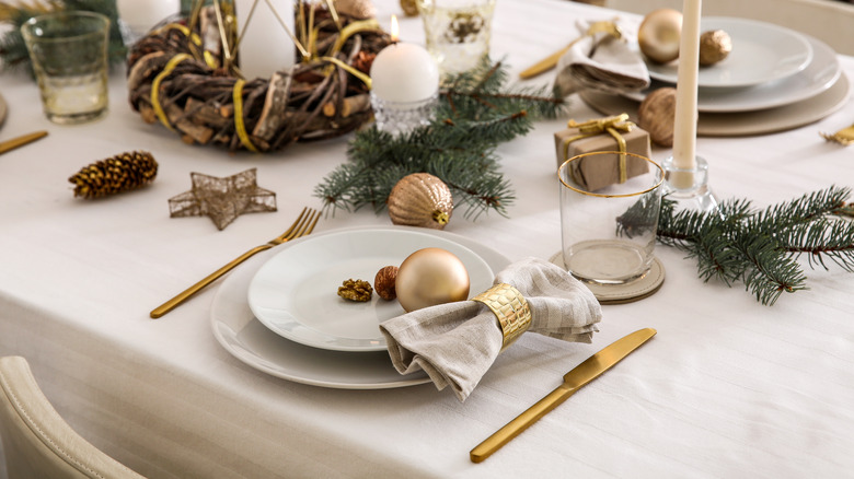 white tablecloth with white plates