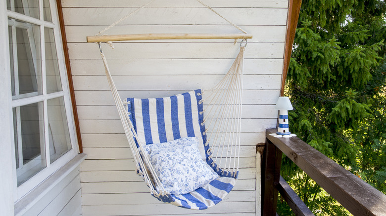 hammock chair on porch