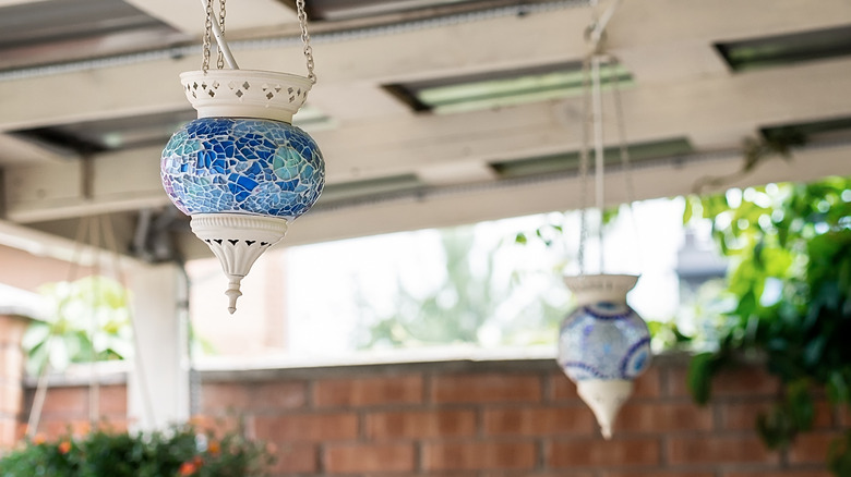 hanging lamp on patio