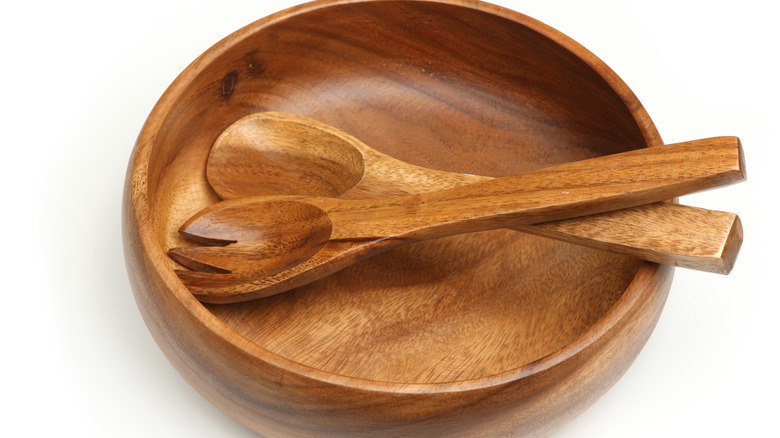 wooden salad set