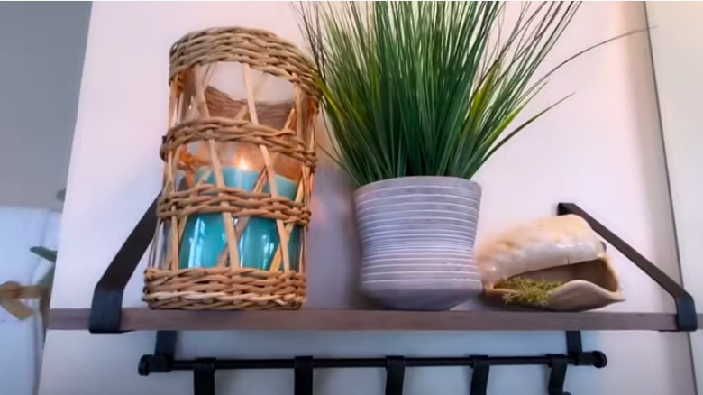 Floating shelf with beach decor