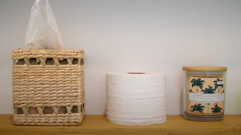 Bathroom shelf with supplies