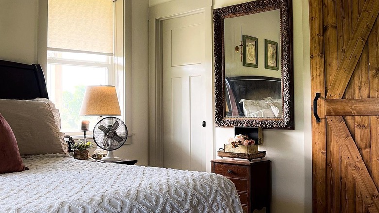 Mixed wood tone bedroom