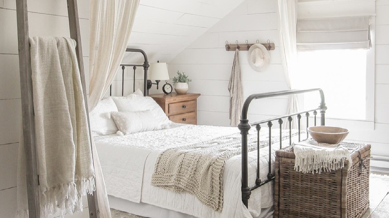 Airy cottage bedroom