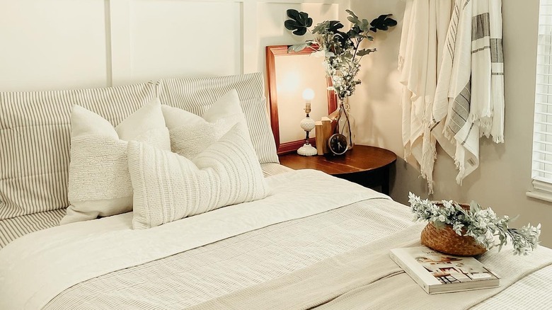 White and off-white farmhouse bedroom