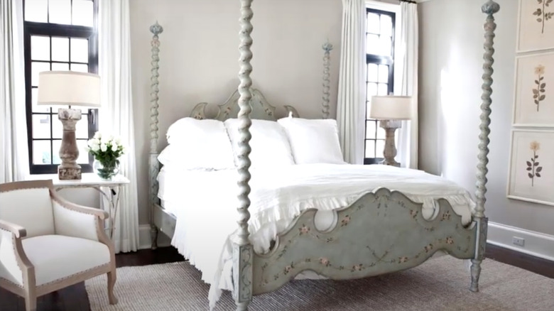 Gray and black French country bedroom