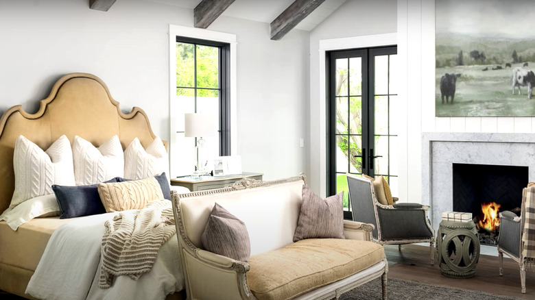 Yellow French country bedroom