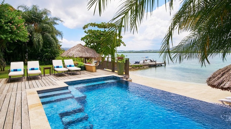 pool by a beach