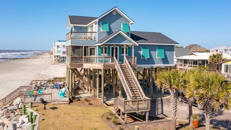 Elevated house on beach