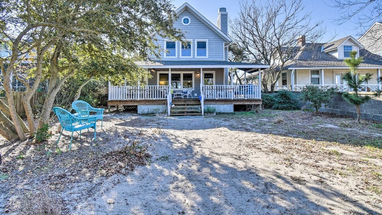 Home on sandy shoreline