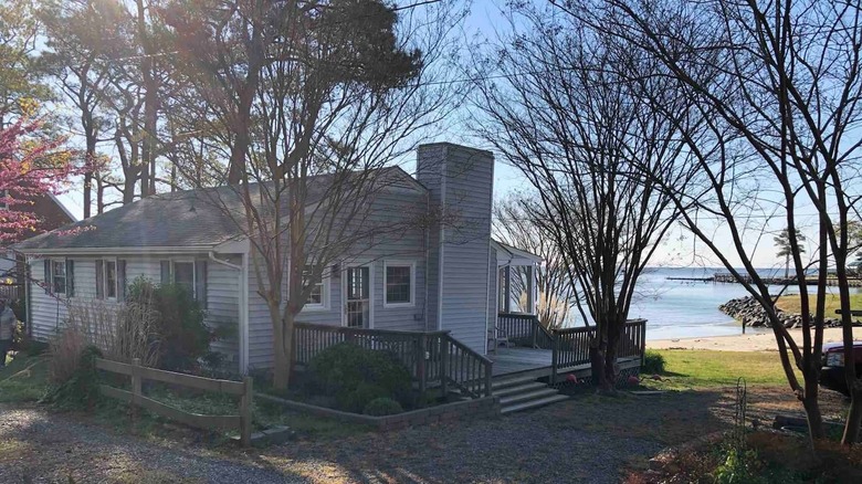 Beach cottage in the shade