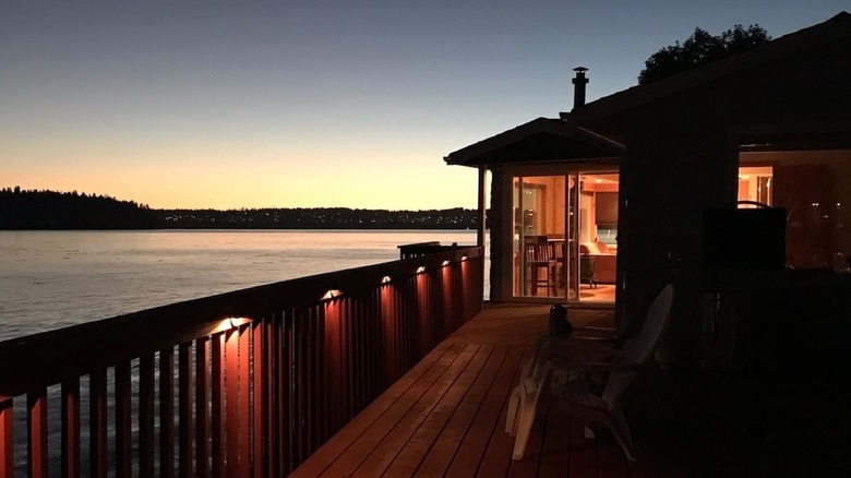 View of lake house deck