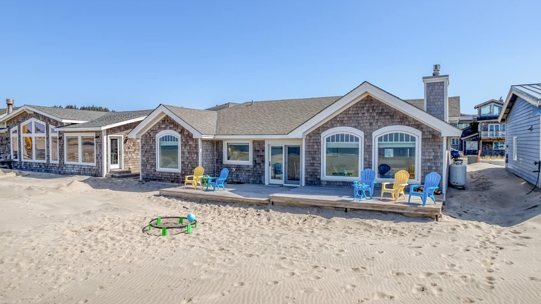 Homes on the beach with chairs