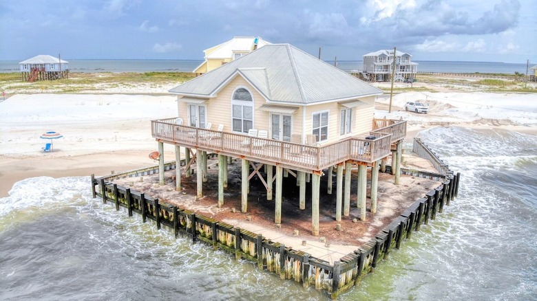 Raised home on the water