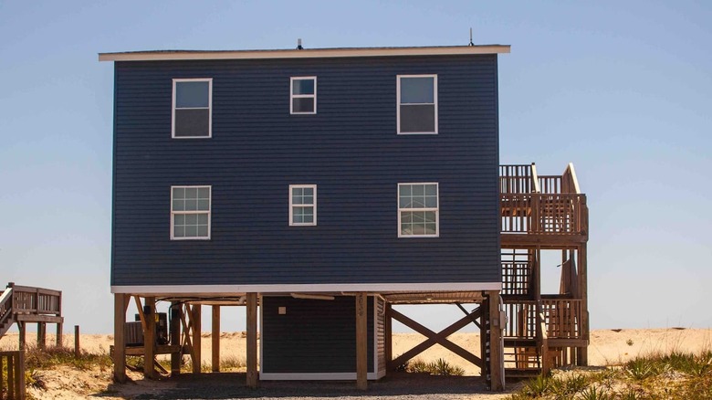 Blue house on the beach