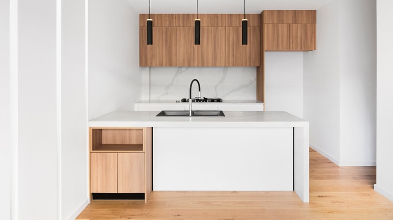 Cabinet built under kitchen island