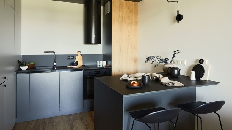 Black kitchen island