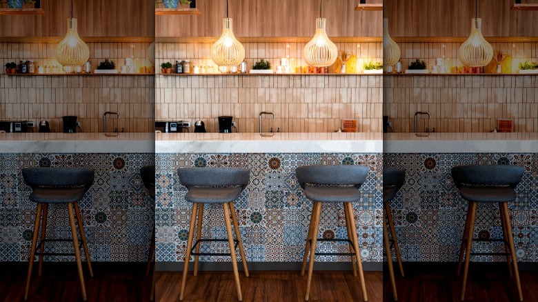 Kitchen island mosaic tile backing