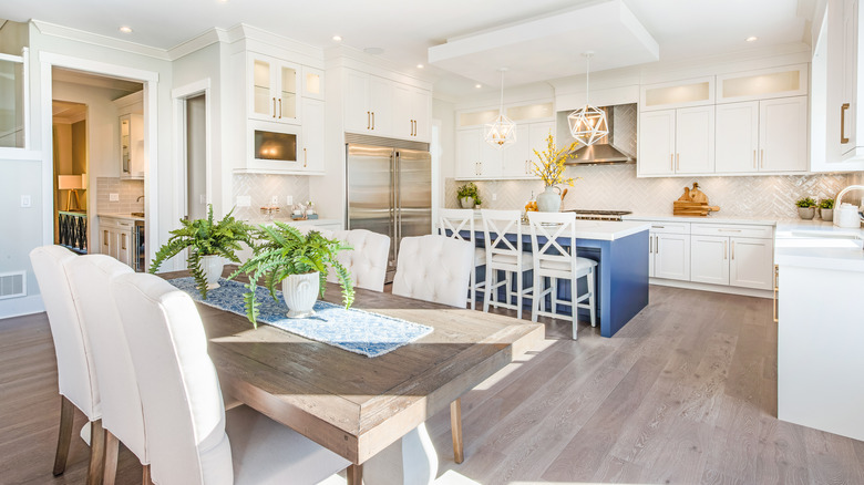 Blue kitchen island