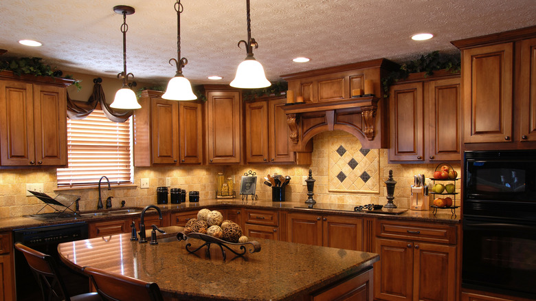 bell-shaped lights in a kitchen