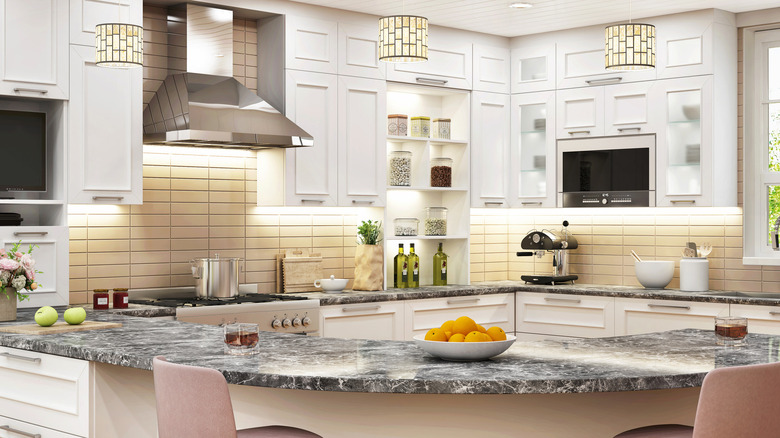 geometric lights in a kitchen